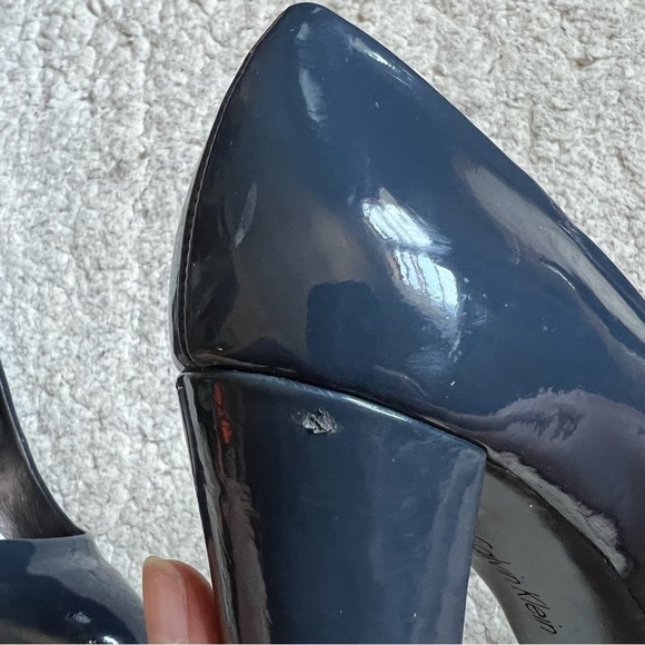 Calvin Klein NAVY High Gloss “Olive” Heels Patent Leather Pumps 10M - Picture 7 of 13